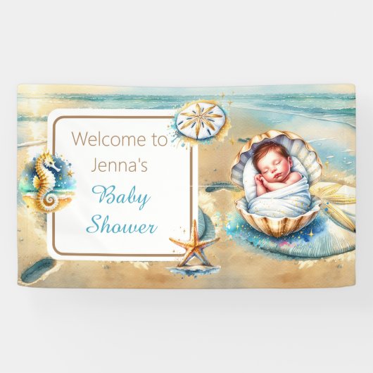 Welkom bij Gepersonaliseerd Baby shower Spandoek (Horizontaal)
