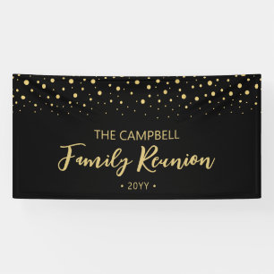 Welkom bij Gold & Black Confetti Family Reunion Pa Spandoek