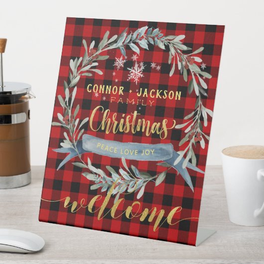 Welkom bij Gold & Red Buffalo Plays Reclamebord Met Voetstuk (Insitu)