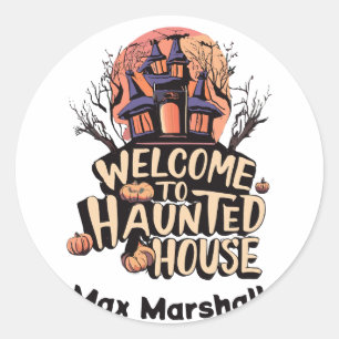 Welkom bij Haunted House - Ghoulish Gatherings Ronde Sticker