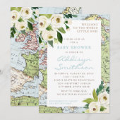 Welkom bij het Baby shower van de Floral Map Kaart (Voorkant / Achterkant)