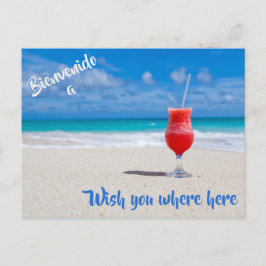 Welkom bij het Beach Briefkaart met Red Tropical