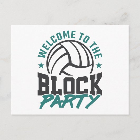 Welkom bij het blok van het volleybalmiddenblok briefkaart (Voorkant)