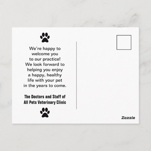 Welkom bij het Briefkaart van onze Kantoor huisdie (Achterkant)