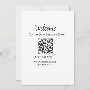Welkom bij het hotel restaurant villa scan QR WIFI Feestdagenkaart