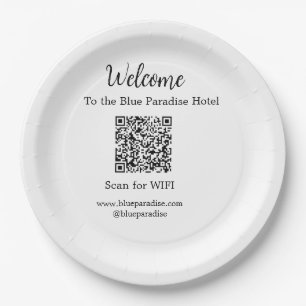 Welkom bij het hotel restaurant villa scan QR WIFI Papieren Bordje
