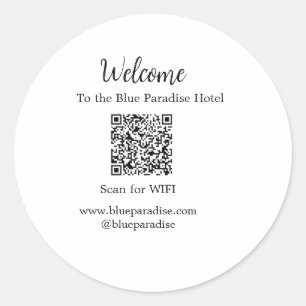 Welkom bij het hotel restaurant villa scan QR WIFI Ronde Sticker