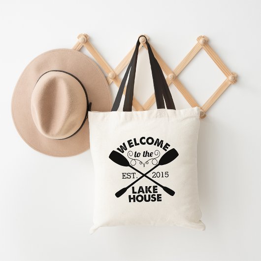 Welkom bij het Lake House | Rustic Canoe Paddles Tote Bag