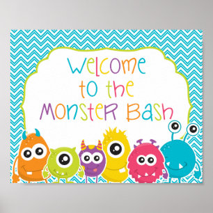 Welkom bij het Monster Bash-verjaardagbord Poster