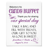 Welkom bij het Snoep Buffet Violet Wedding Sign