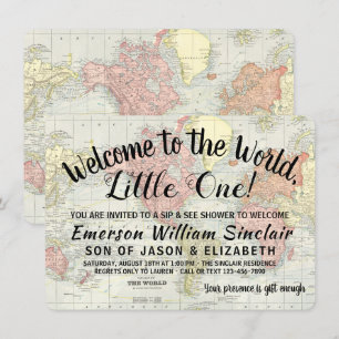 Welkom bij het World Sip and See Baby shower Kaart