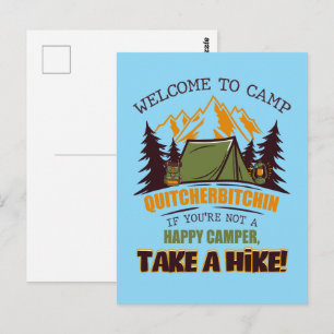 Welkom bij Kamp Quitcherbitchin Gelukkige Camper Briefkaart