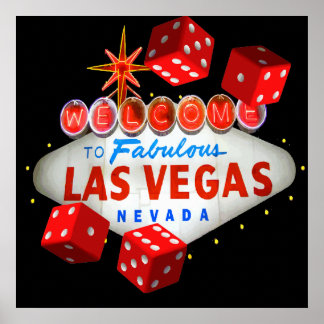 Welkom bij Las Vegas + Dice Vector Grafisch Poster