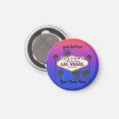 Welkom bij Las Vegas Sign #3 Round Magnet Magneet (Voorkant / Achterkant)