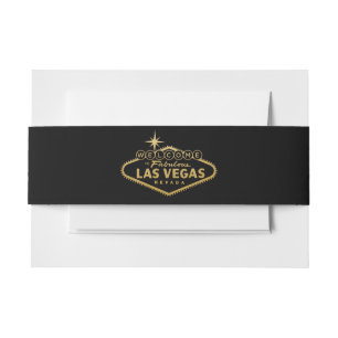 Welkom bij Las Vegas Sign Gold en Black Uitnodigingen Wikkel