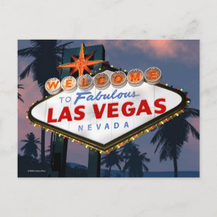 Welkom bij Las Vegas Sign Retro Neon Sign Briefkaa Briefkaart
