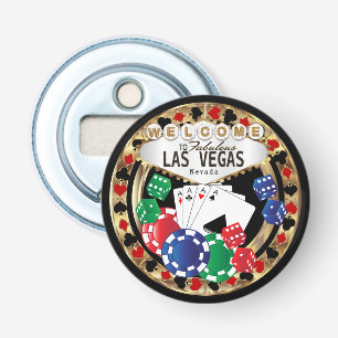 Welkom bij Las Vegas Style - Red en Gold Button Flesopener