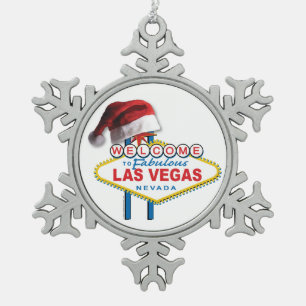 Welkom bij Las Vegas Tin Sneeuwvlok Ornament