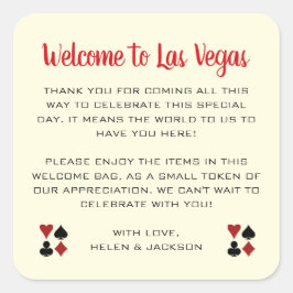 Welkom bij Las Vegas Wedding Welcome Basket Vierkante Sticker