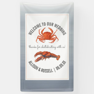 Welkom bij Lobster & Crab Wedding Chambray Spandoek