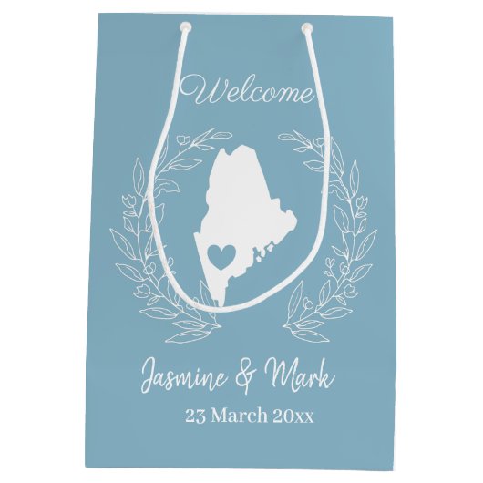 Welkom bij Maine bruiloft, aangepast Medium Cadeauzakje (Achterkant)