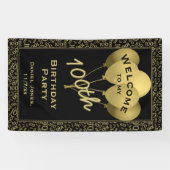 Welkom bij mijn 100e verjaardag - Gold/Black Spandoek (Horizontaal)
