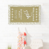 Welkom bij mijn 55e verjaardag - Gold/White Spandoek (Insitu)