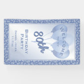 Welkom bij mijn 80e verjaardag: Blauw/wit Spandoek (Horizontaal)