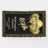 Welkom bij mijn 80e verjaardag - Gold/Black Spandoek (Horizontaal)