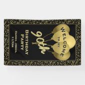 Welkom bij mijn 90e verjaardag - Gold/Black Spandoek (Horizontaal)