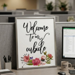 Welkom bij mijn hokje bord kantoor werk poster