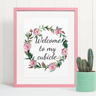 Welkom bij mijn hokje bord kantoor werkplek poster