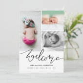 Welkom bij Modern Script Birth Announcement Aankondiging (Staand voorkant)