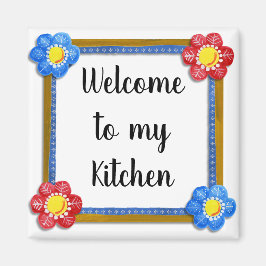 Welkom bij My Kitchen Floral Country Magnet Magneet