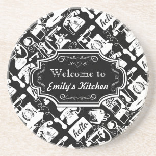 Welkom bij My Kitchen Gepersonaliseerde Onderzette Zandsteen Onderzetter