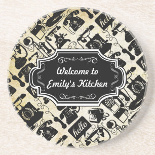 Welkom bij My Kitchen Gepersonaliseerde Onderzette Zandsteen Onderzetter