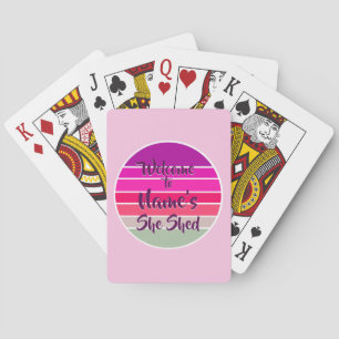Welkom bij Naam: Ze heeft 20xx Retro Sunset Pokerkaarten