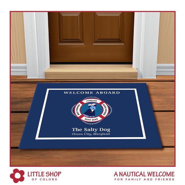 Welkom bij Nautical Sailor Dog Deurmat (Creator heeft geüpload)