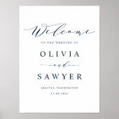 Welkom bij Navy Blue Minimalist Script Weduwen Poster (Voorkant)