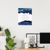 Welkom bij Navy en Silver Agate Wedding Poster (Thuiskantoor)
