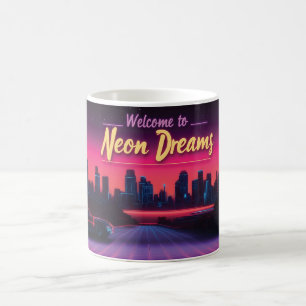 Welkom bij Neon Dreams - Retro Wave Cityscape Koffiemok