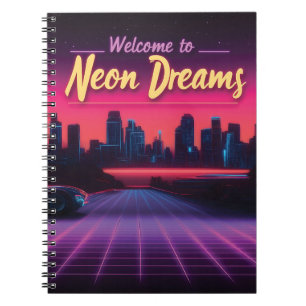 Welkom bij Neon Dreams - Retro Wave Cityscape Notitieboek