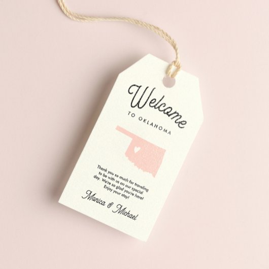 Welkom bij OKLAHOMA... om het even welke KLEUR. Cadeaulabel