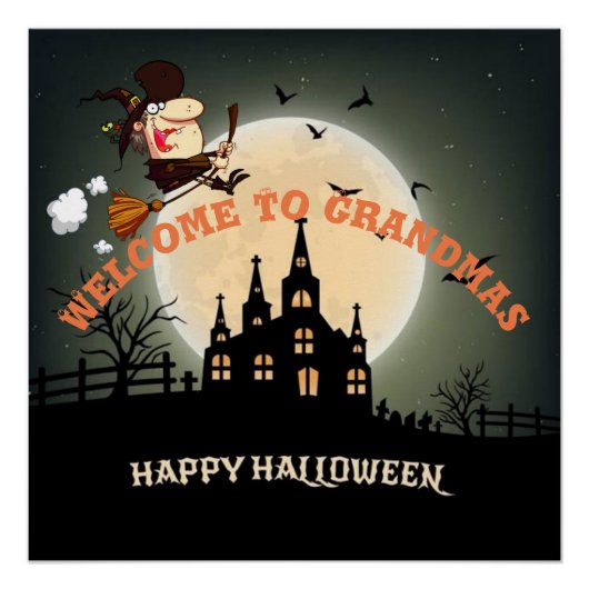 Welkom bij oma's Halloween Witch Perfect Poster (Voorkant)
