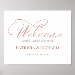 Welkom bij ons, altijd na elegante handtekening poster