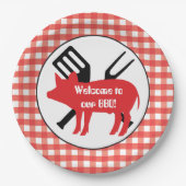 Welkom bij ons BBQ-bord op papier Papieren Bordje (Voorkant)