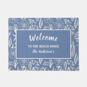 Welkom bij ons Beach House Navy-Blue Hand-Drawn Deurmat (Voorkant)