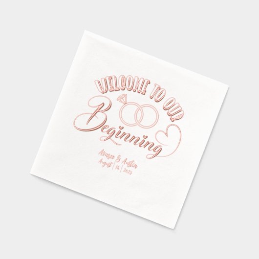 Welkom bij ons begin huwelijk folie servetten (Links)