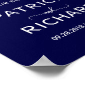 Welkom bij ons begin | Navy Blue Wedding Sign Poster (Hoek)