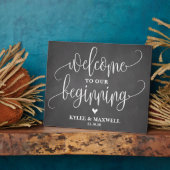 Welkom bij ons beginbewerkbare trouwbord fotoplaat (Zijkant)